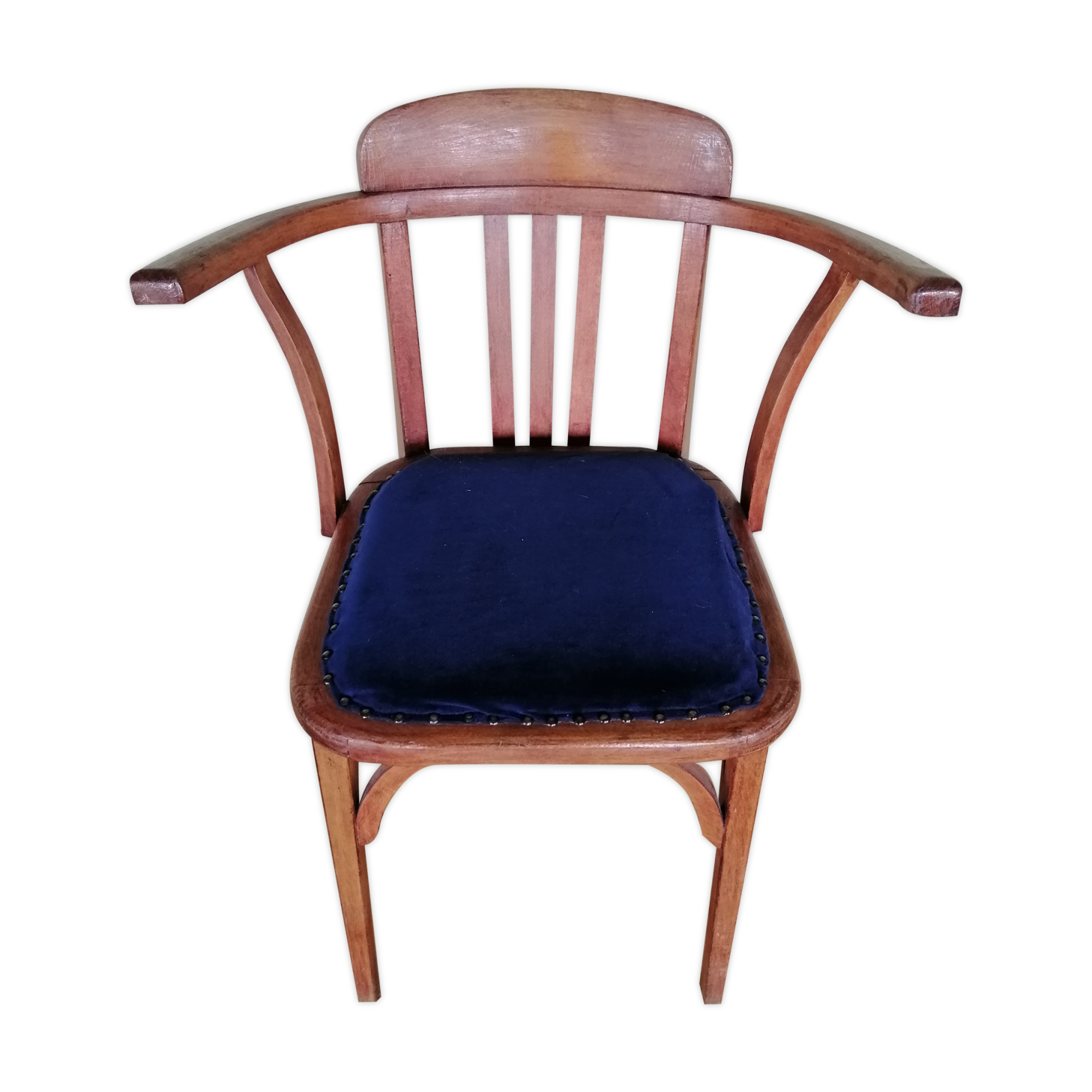 Vintage Bridge chair wood and velvet