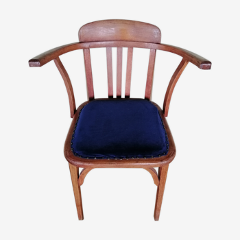 Vintage Bridge chair wood and velvet