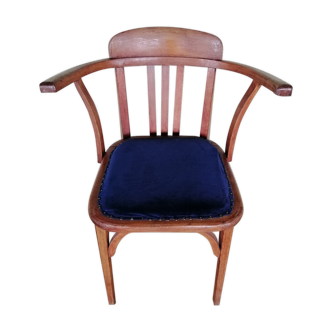Vintage Bridge chair wood and velvet
