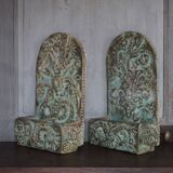 Pair of signed ceramic wall planters, pot cover