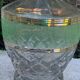 Green glass granite carafe and vintage gold edges 1950