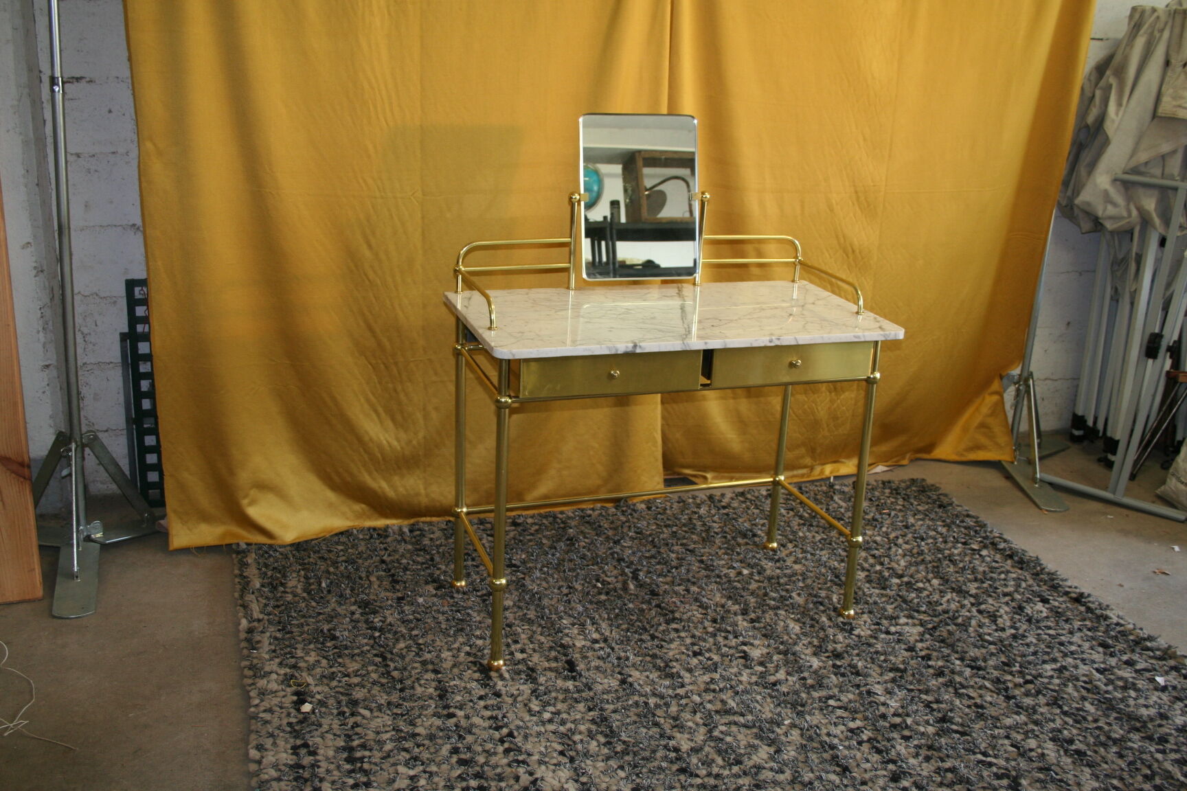 Dressing table marble and brass