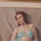 Huile sur toile originale française – « Portrait de femme » par Philippe de Rougemont – vintage et encadrée – 72,5 × 64 cm (28,5" × 25,2")