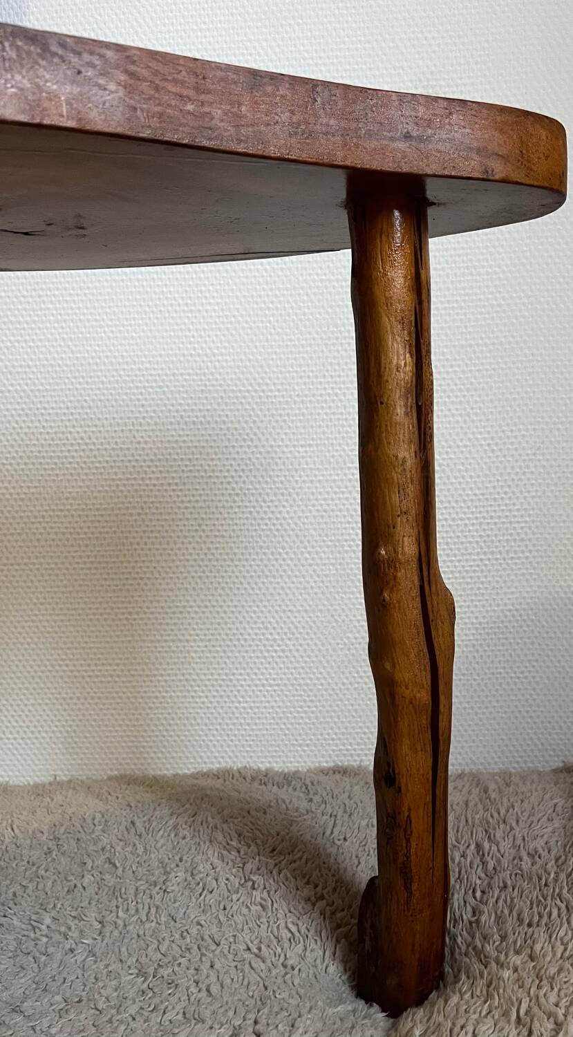 Brutalist mountain-style wooden bench stool