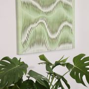 Textured wave effect painting by pleating in light green color. Contemporary. Ref Riviera