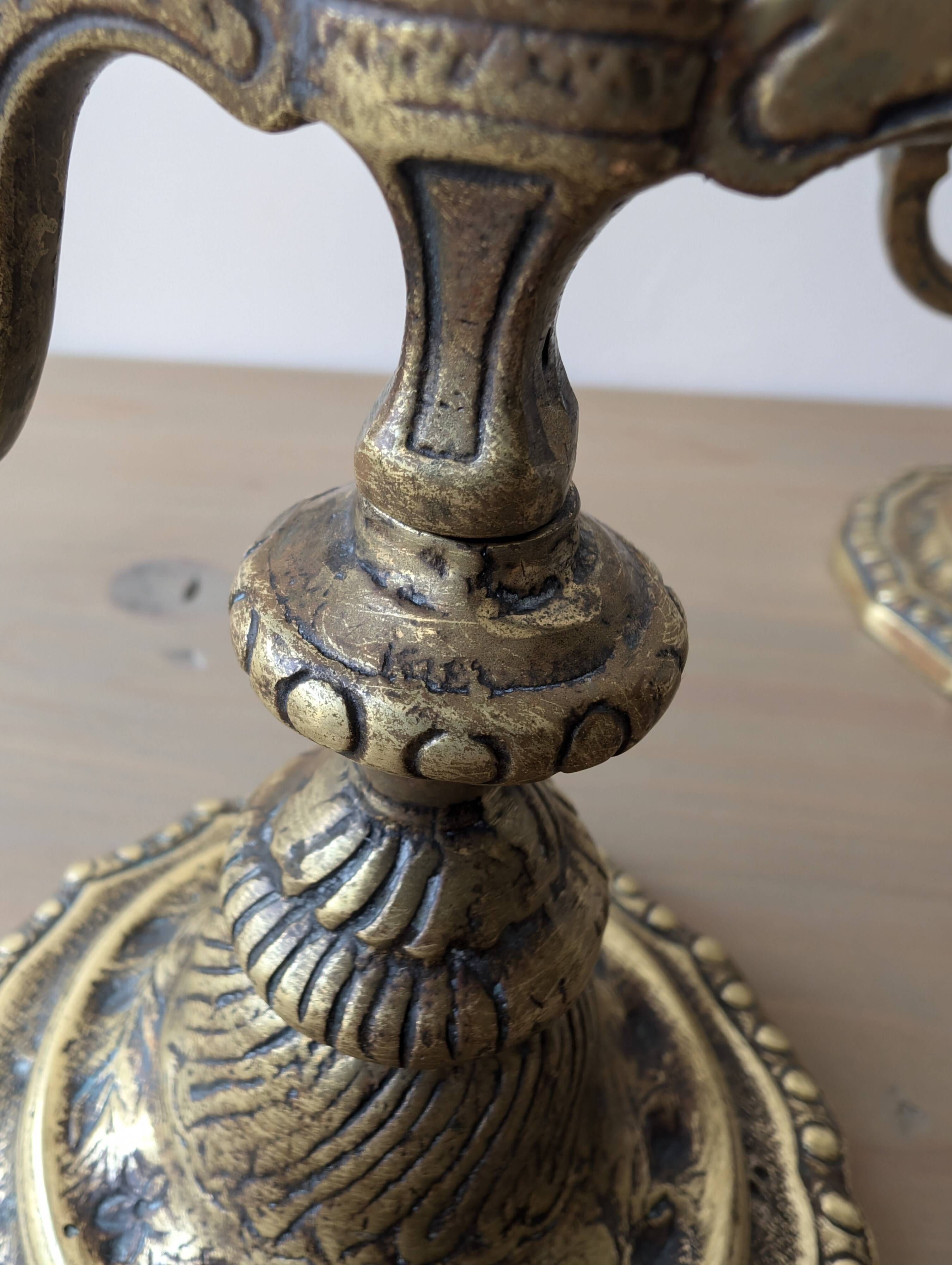Pair of bronze candlesticks