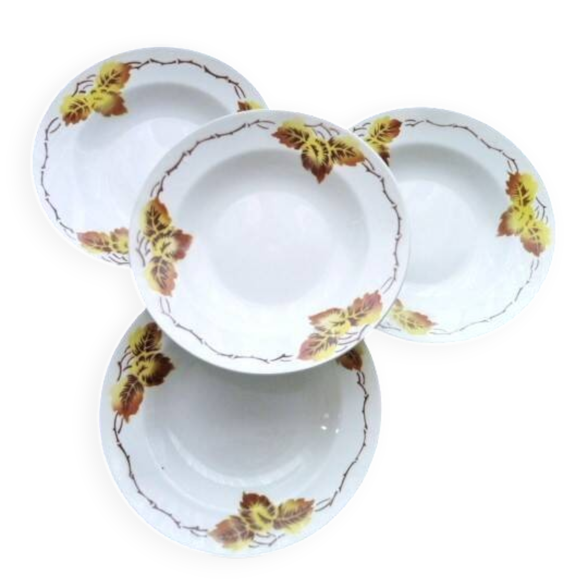 4 Orchies Moulin des Loups soup plates, Autumn 1920 model