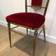 Suite de 4 chaises en laiton et velours rouge
