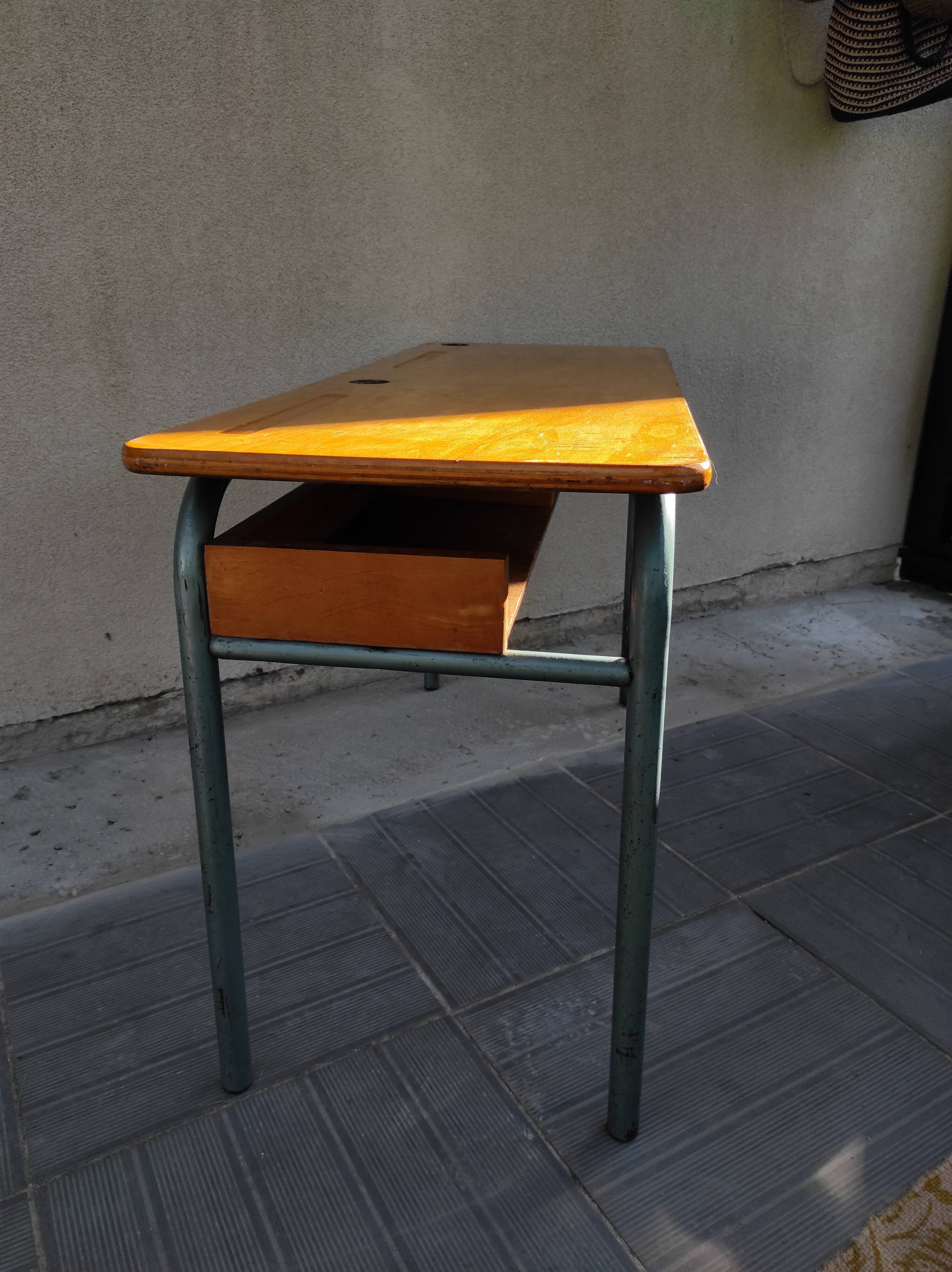 Hitler style 1960 double school desk with locker