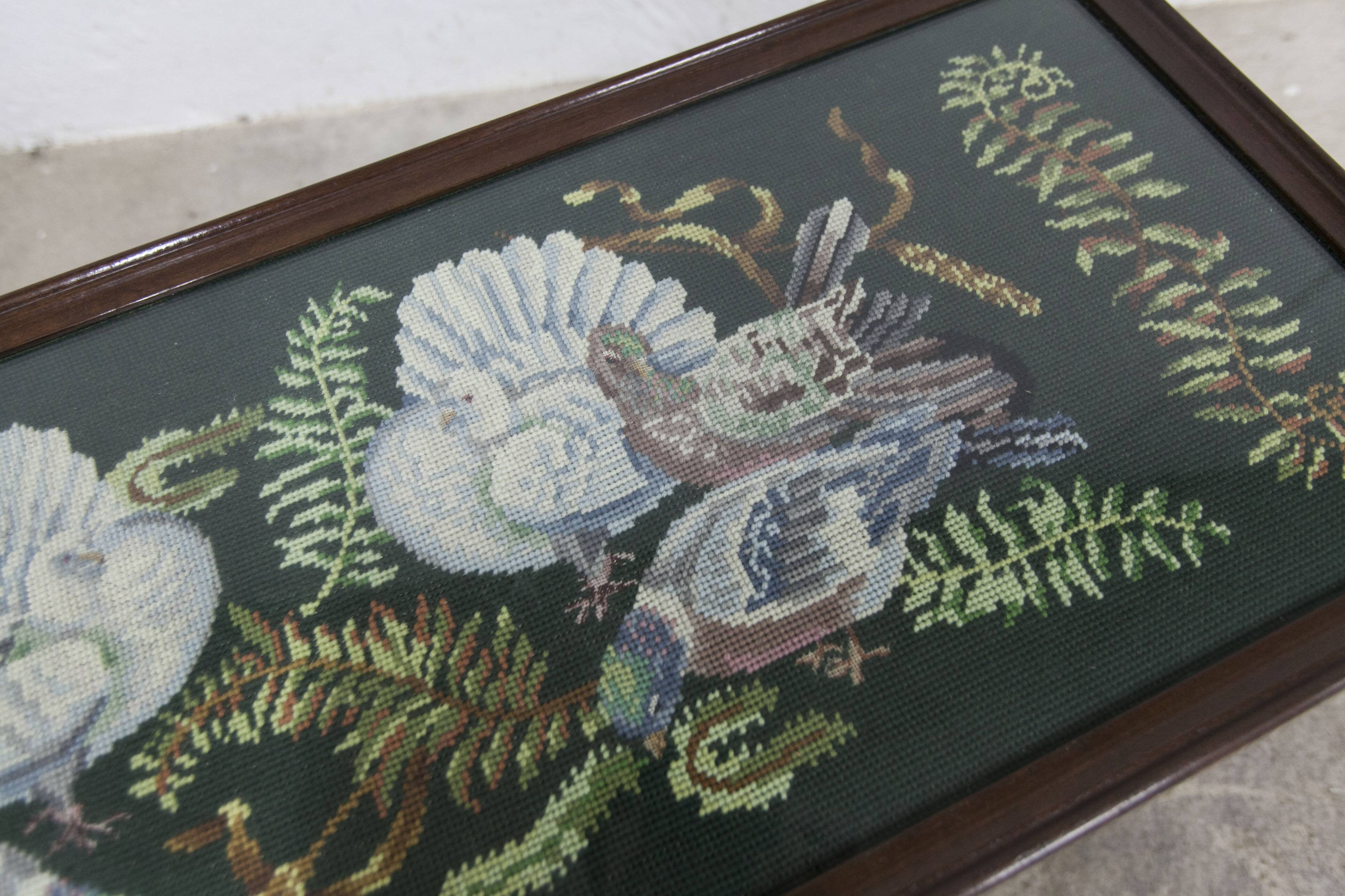 1940 Needlewoman Shop London Coffee Table Embroidery Under Glass