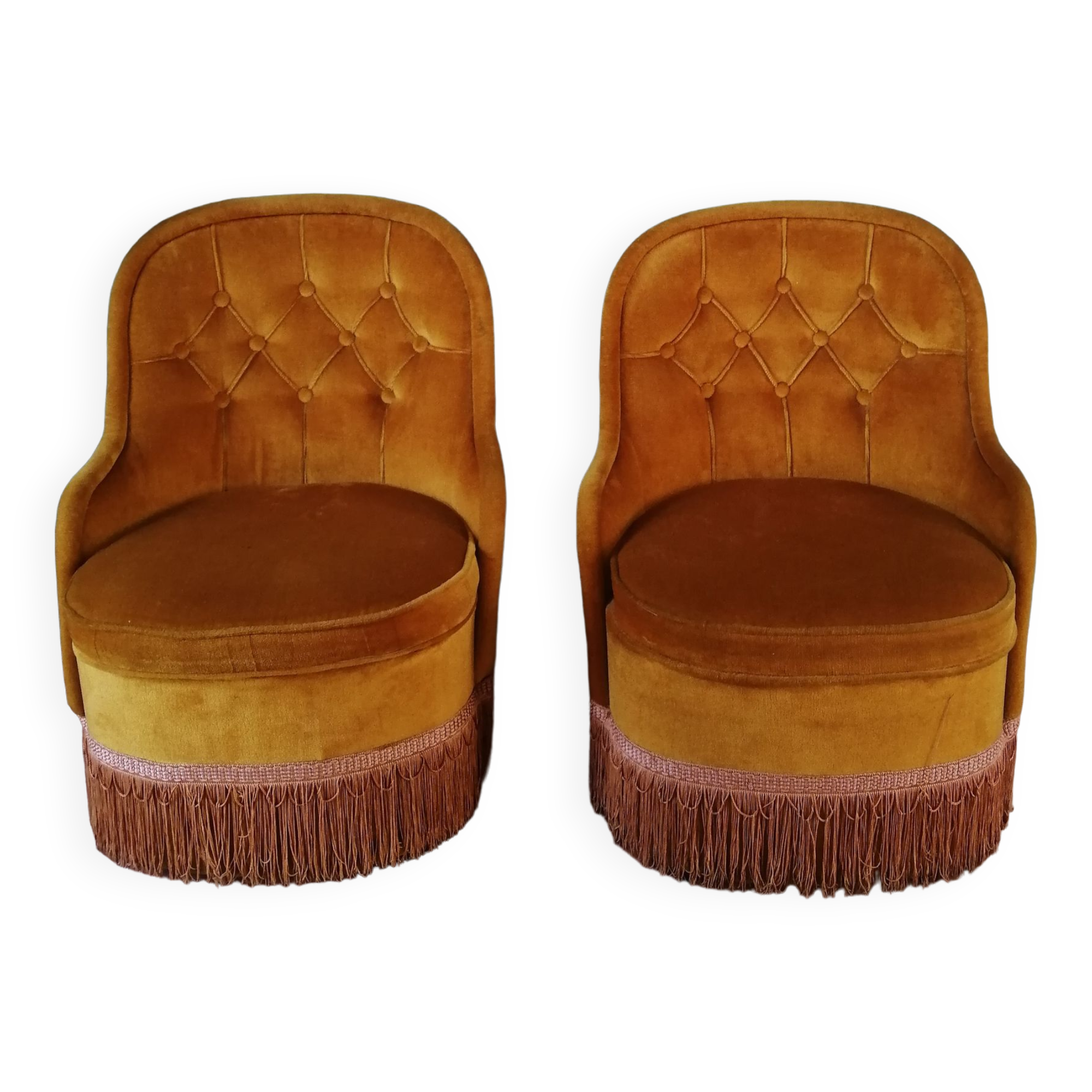 Pair of toad armchairs chest 80s