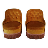 Pair of toad armchairs chest 80s