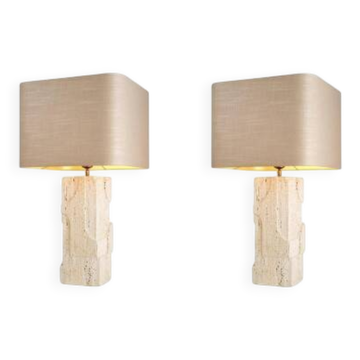 Paires de lampes de table en travertin