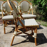 Chairs of terrace bistro type parisien in rattan et scoubidou