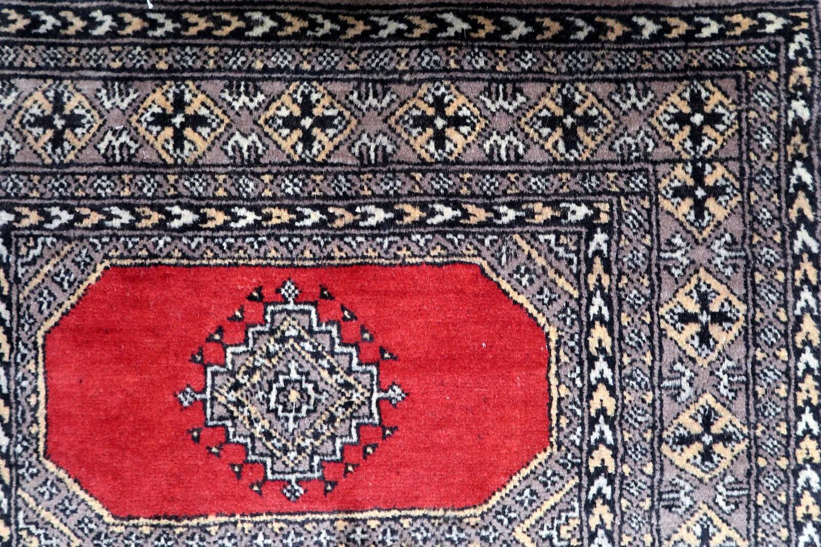 Vintage Uzbek Bukhara rug 92cm x 140cm 1960s