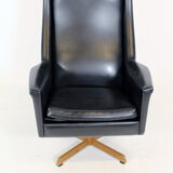 Scandinavian faux-leather rotary chair, Sweden, 1950