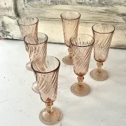 Champagne flutes set of 6, Rosaline luinarc swirl glass stemware