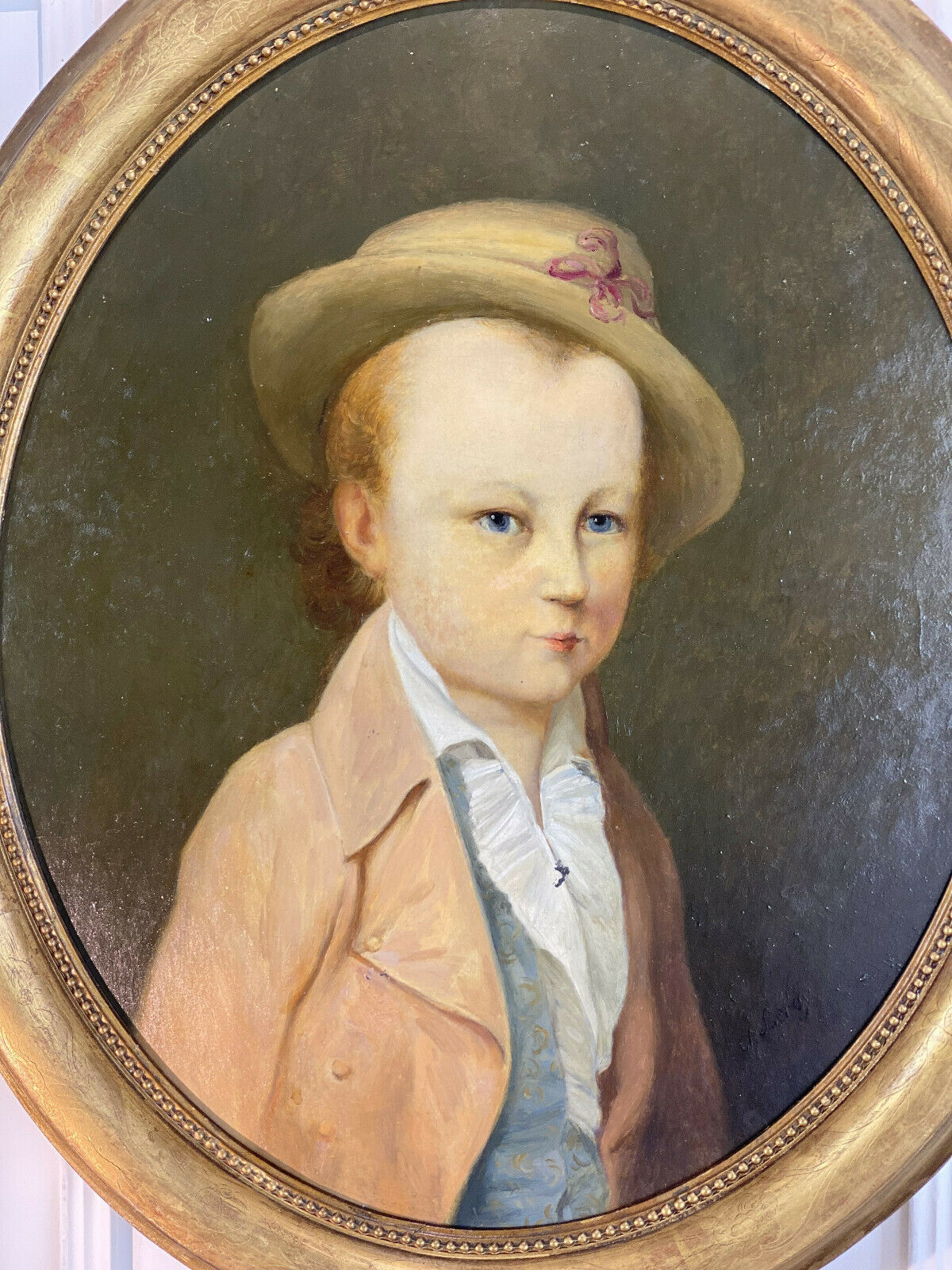 Oil on canvas oval late eighteenth portrait from château de Brialy