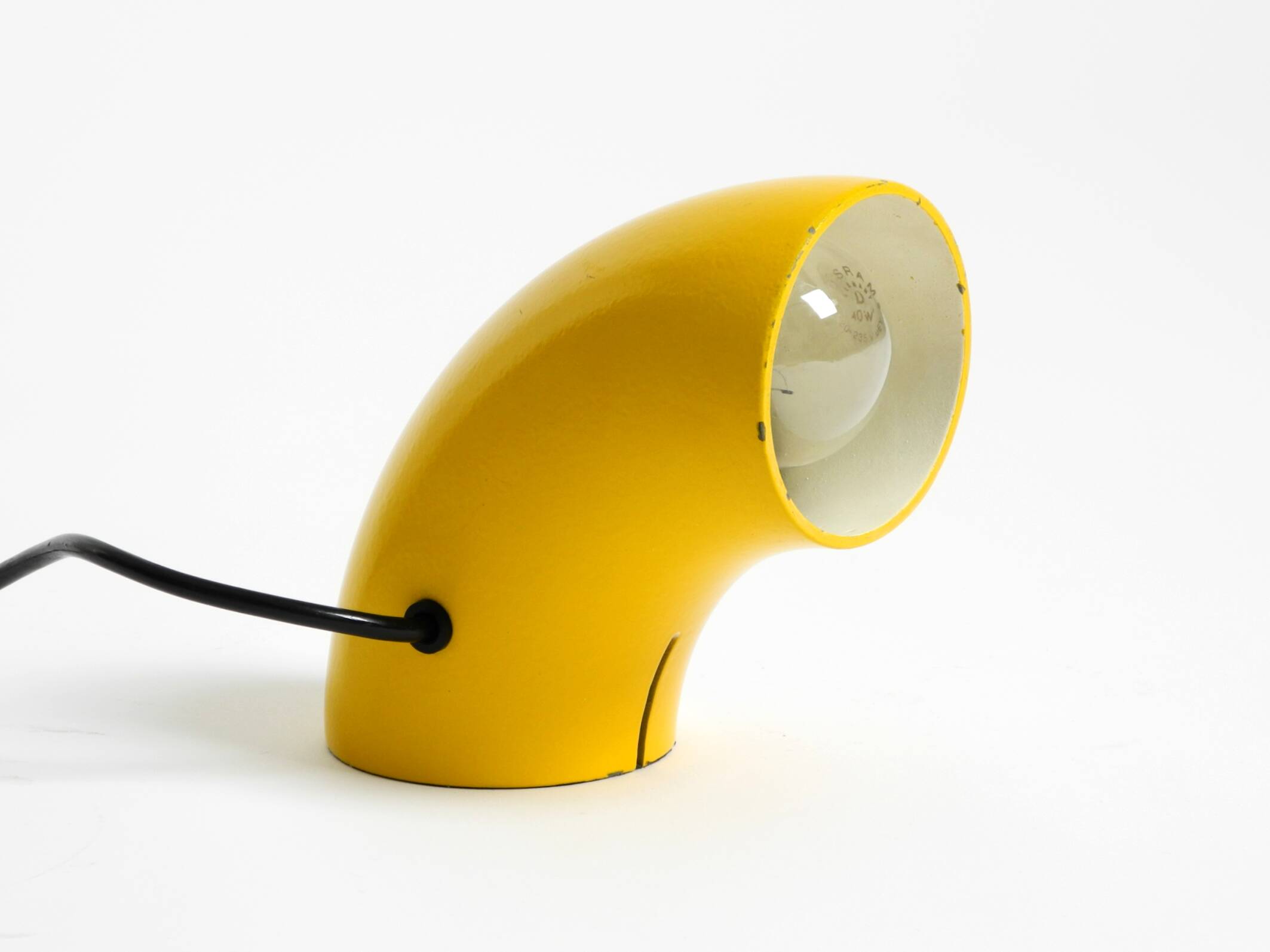 Very rare original Space Age 60s yellow table lamp made of iron by Temde