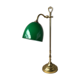 Lampe de bureau en laiton et opaline verte