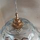 Vintage pendant light in blue chiseled glass