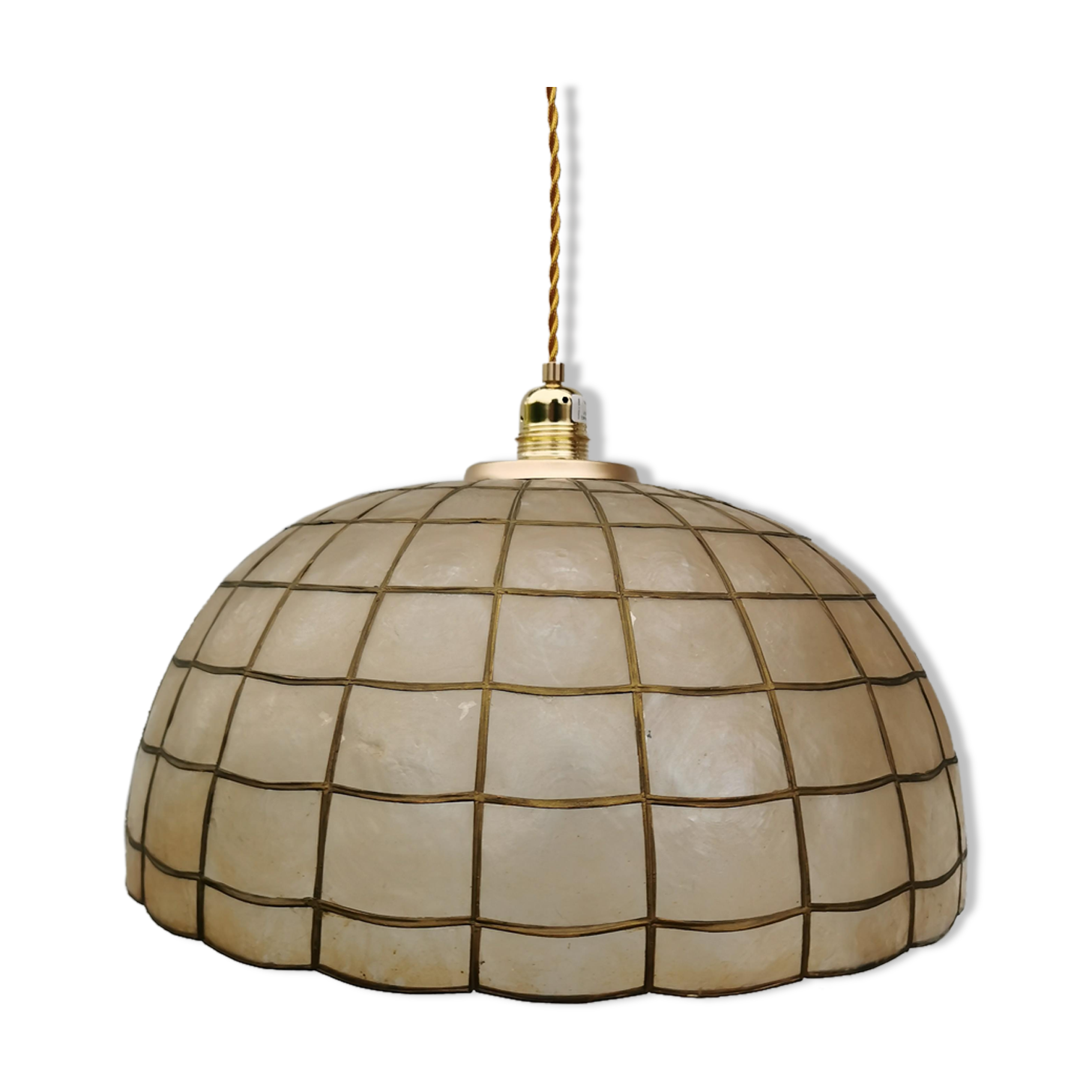 Suspension nacre et laiton 1960