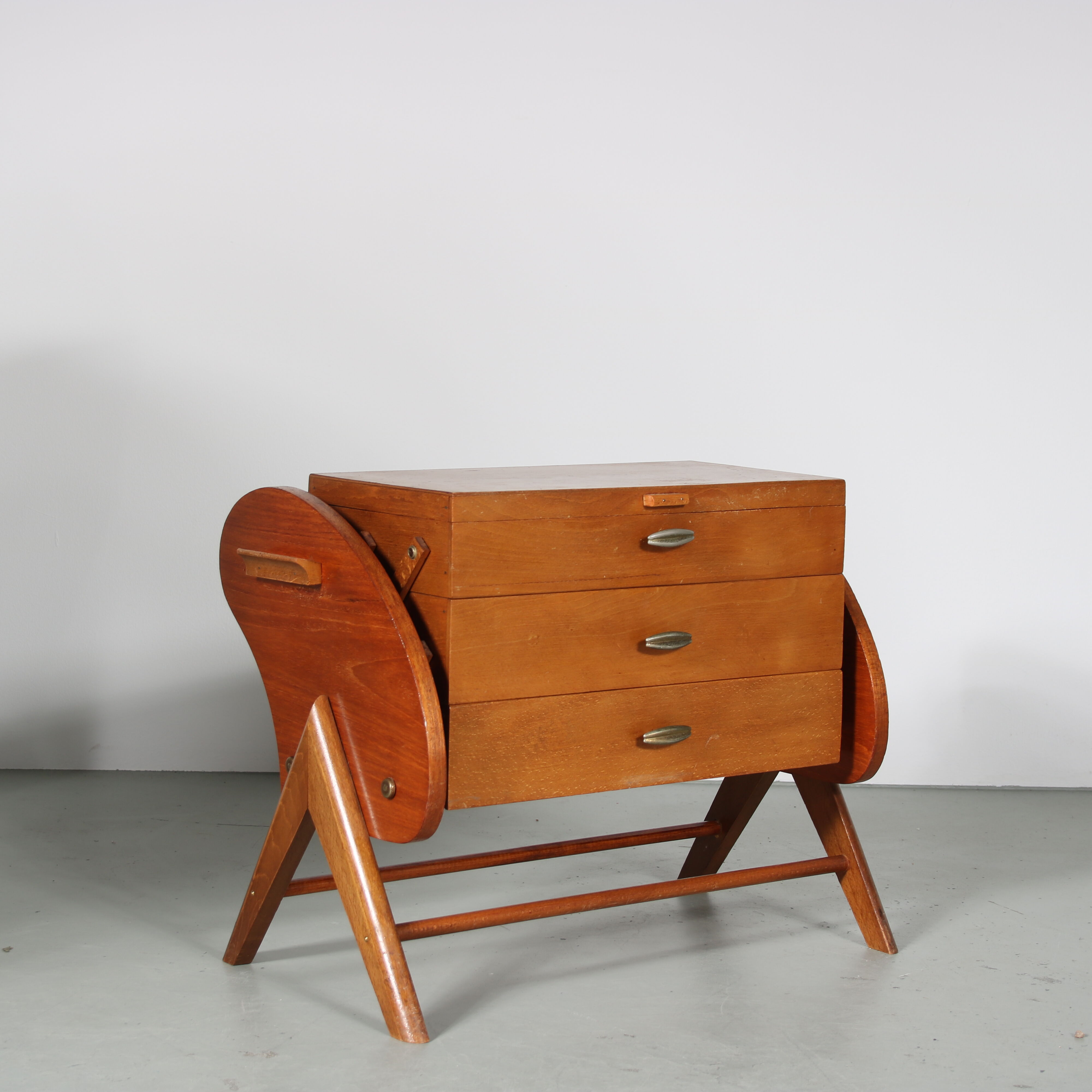 1950s V-Shaped sewing box from The Netherlands