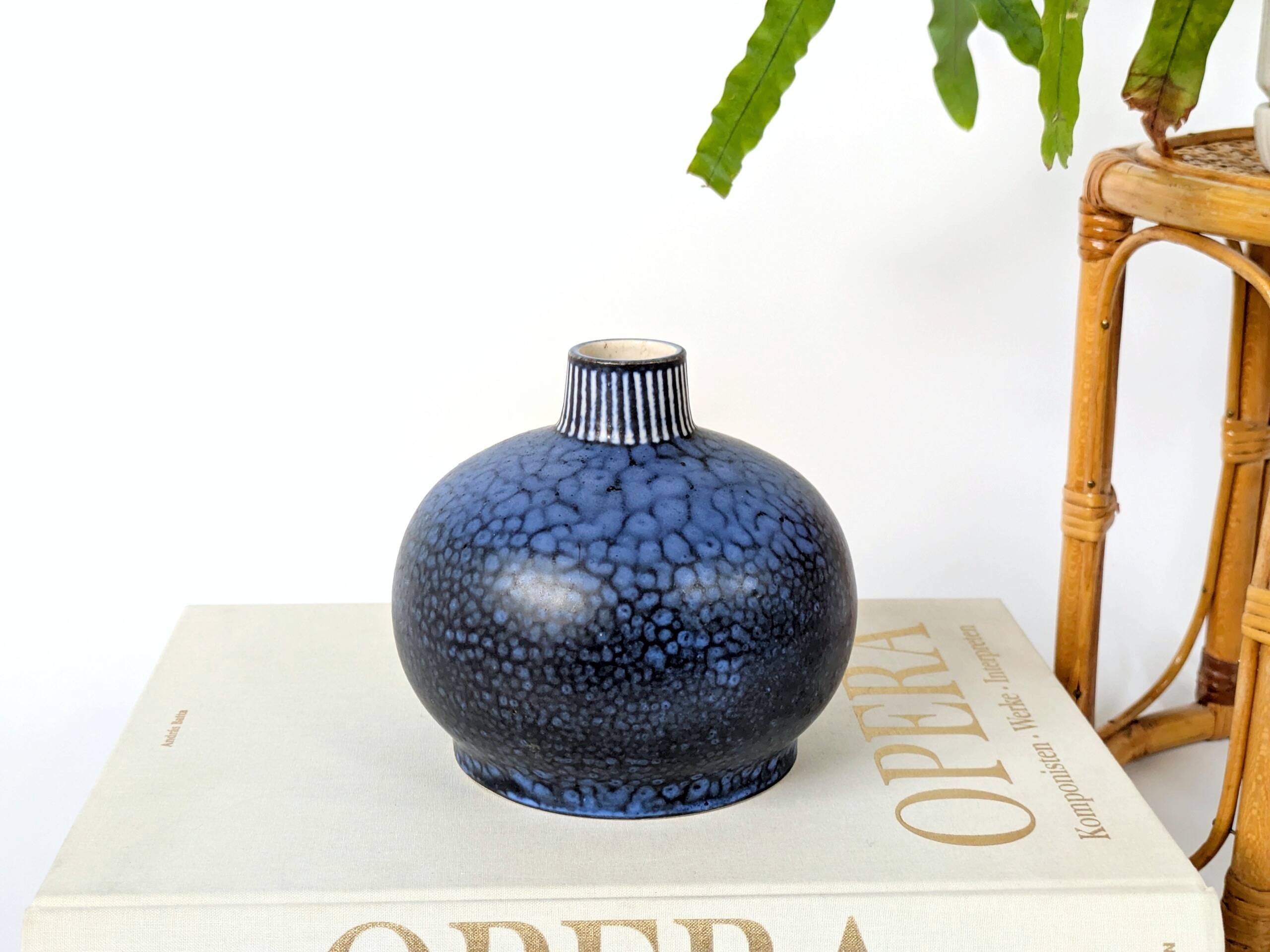Vintage blue ceramic vase by Thoms Keramik, Germany, 1960s–1970s