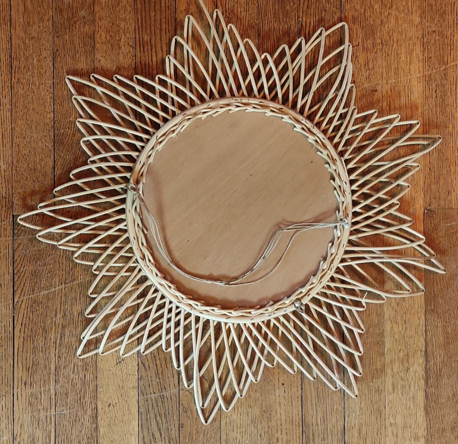 Vintage rattan sun mirror, 51 cm