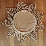 Vintage rattan sun mirror, 51 cm