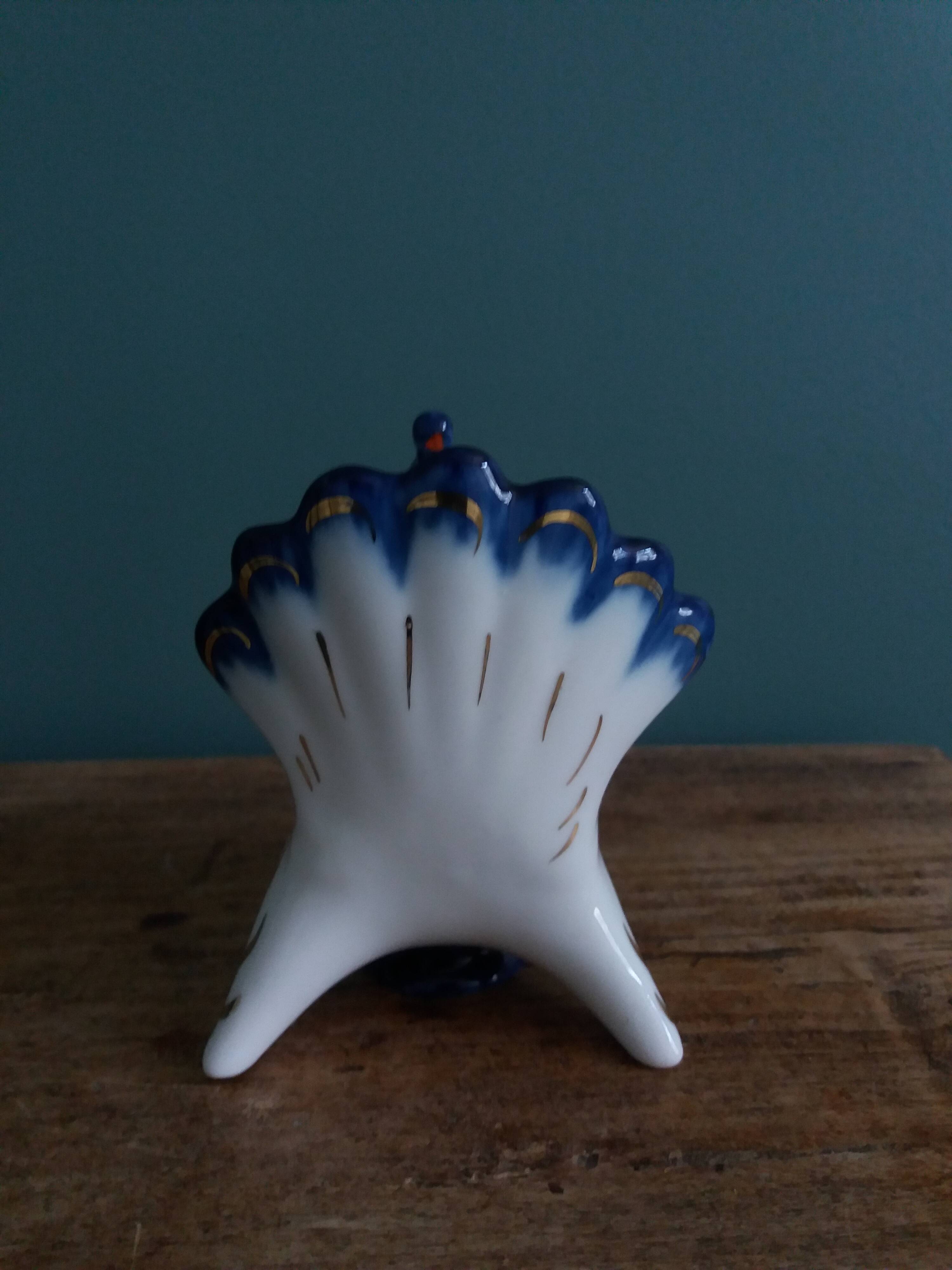 Lomonosov Russian zoomorphic peacock pepper shaker