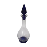 Carafe a liqueur verre taillé transparent et bleu cobalt