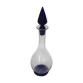 Carafe a liqueur verre taillé transparent et bleu cobalt