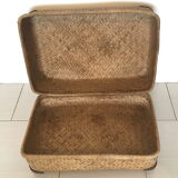 Wicker suitcase vintage rattan leather deco antique