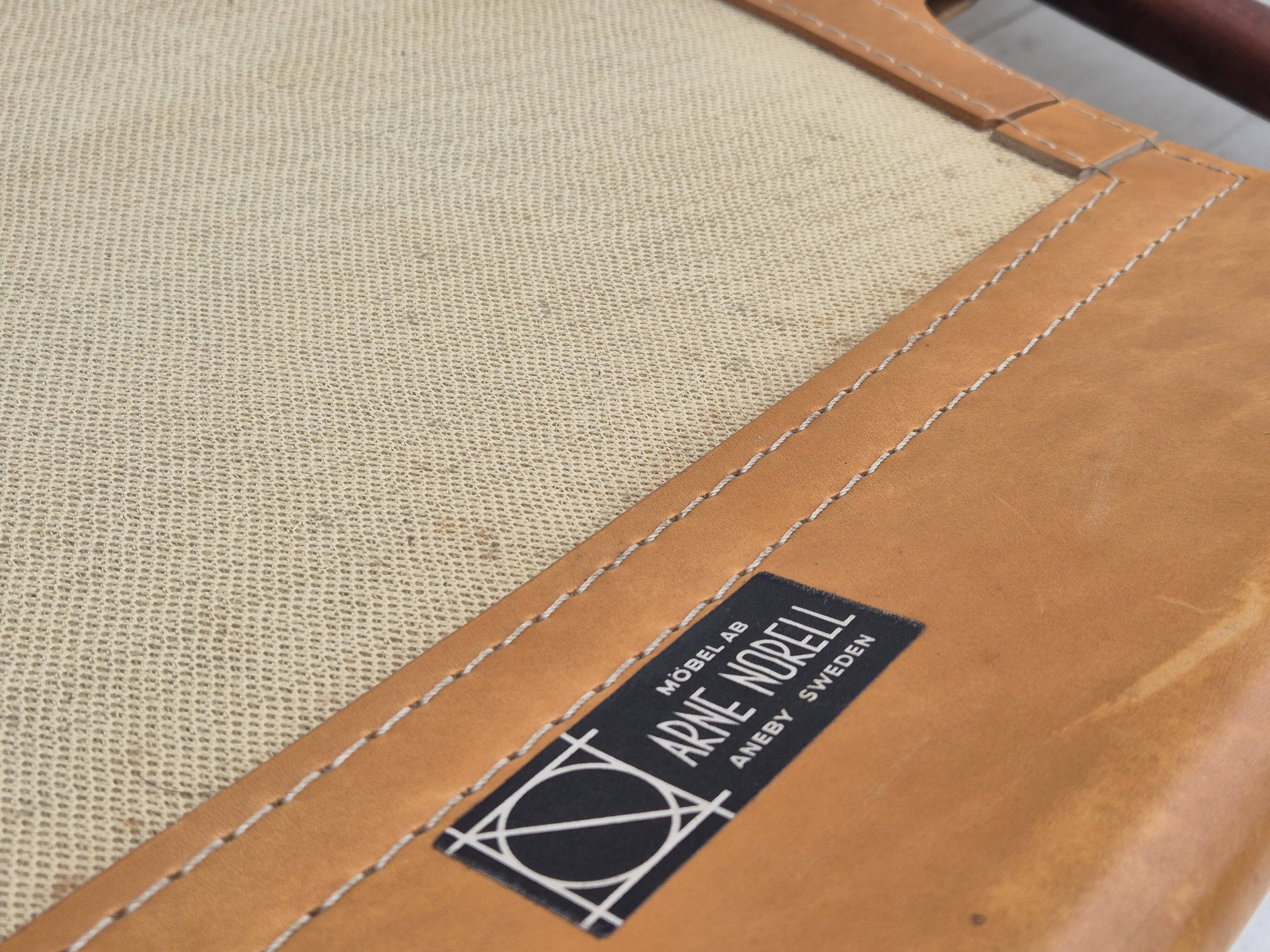 1960s, Scandinavian design by Arne Norell, sofa, model "Kontiki", original condition, leather, beech.