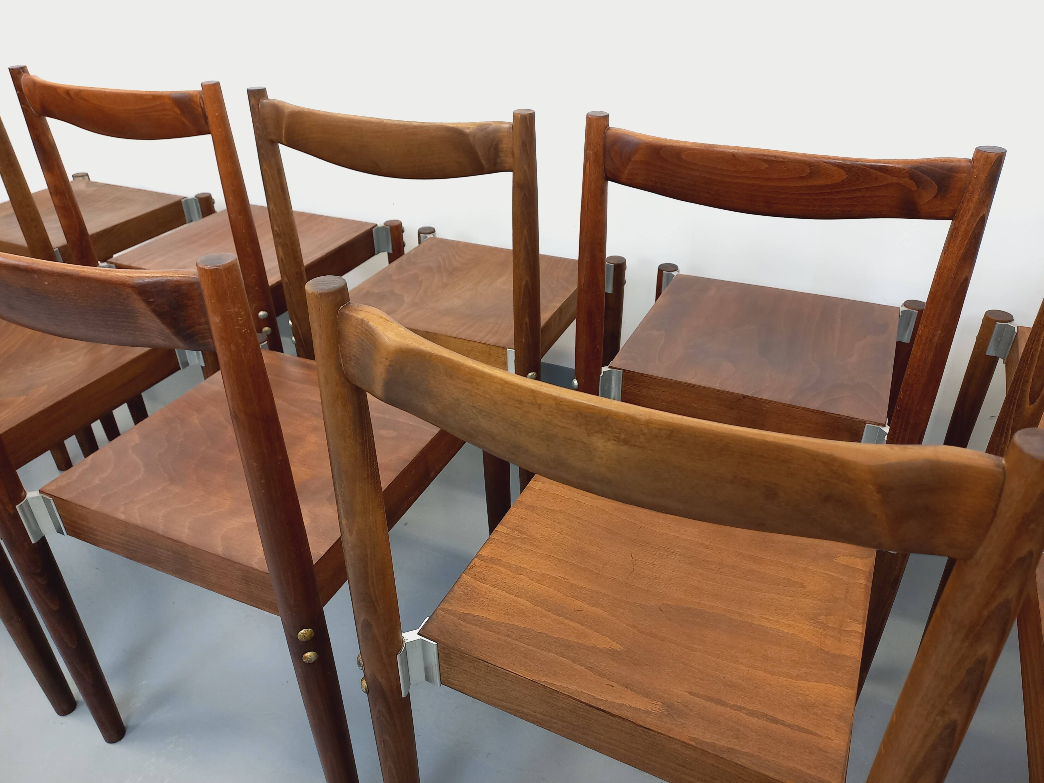 Set of 8 stackable chairs from the Czech manufacturer Bukoza