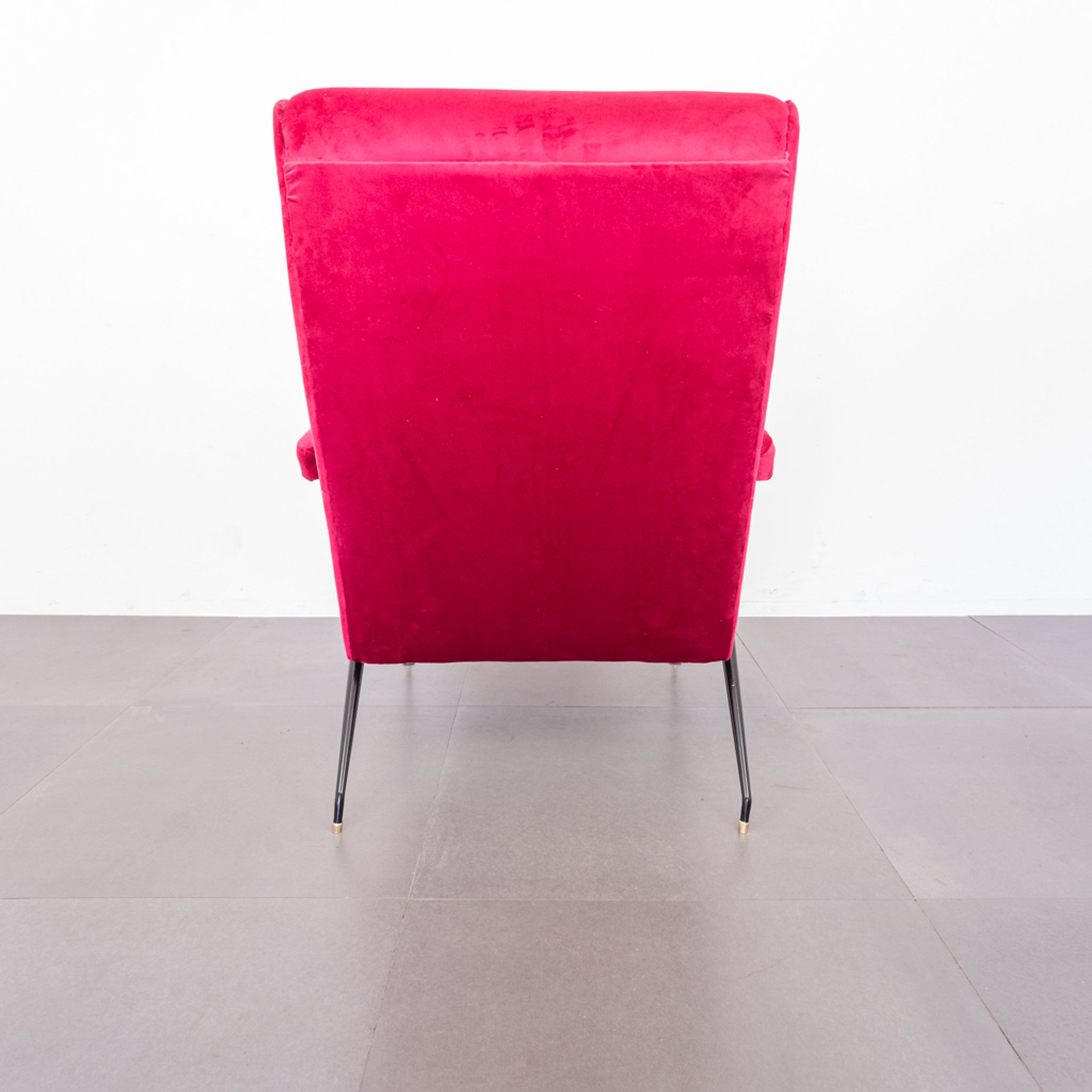 Velvet reclining armchair 1950