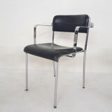 Set of five chrome and leather dining chairs by Aryform, Sweden 1970's