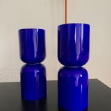 Pair vintage opaline diabolo lamps