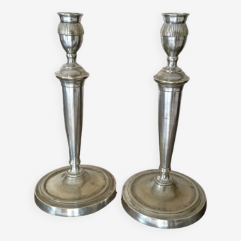 Pair of large silver bronze candle holders from the Directoire period