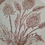 Pair of vintage plates with rusty brown thistle decoration – 1950s