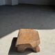 Small stool, teak footrest with short cut corners.