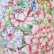 Chinese porcelain lamp foot with polychrome decoration of vintage flowers