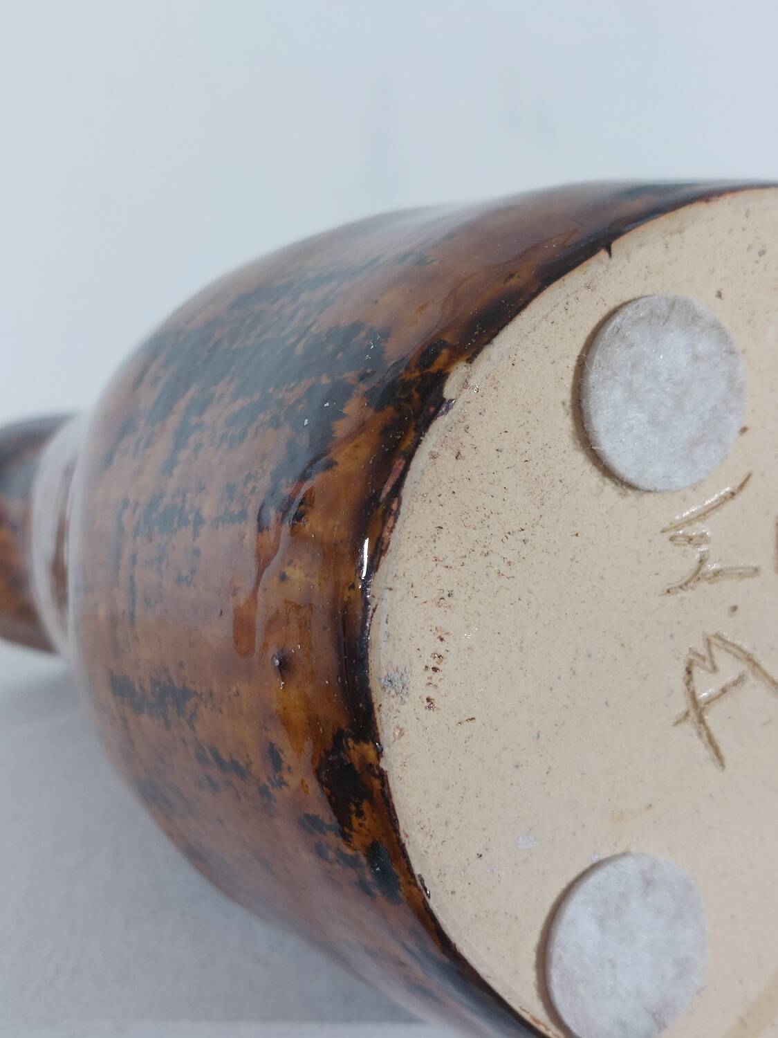 Vintage brutalist ceramic twin vase