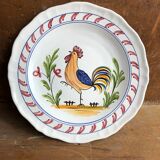 Old decorative plate Quimper France style ceramic vintage rooster design