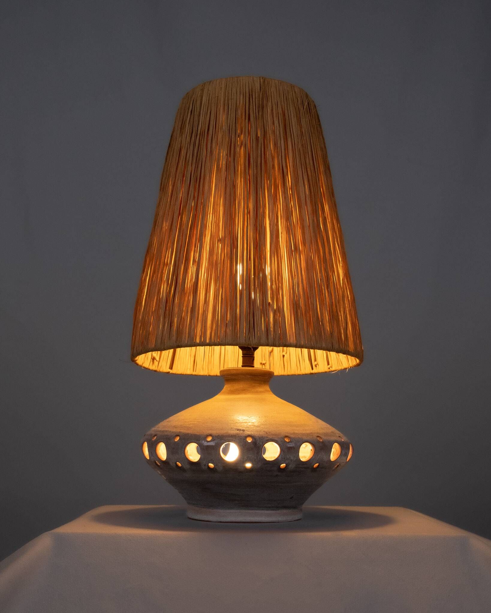 Lattice ceramic lamp, Georges Pelletier style, France, 1970s