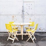 Reguitti folding garden table in wood with chairs, 1970s, set of 5