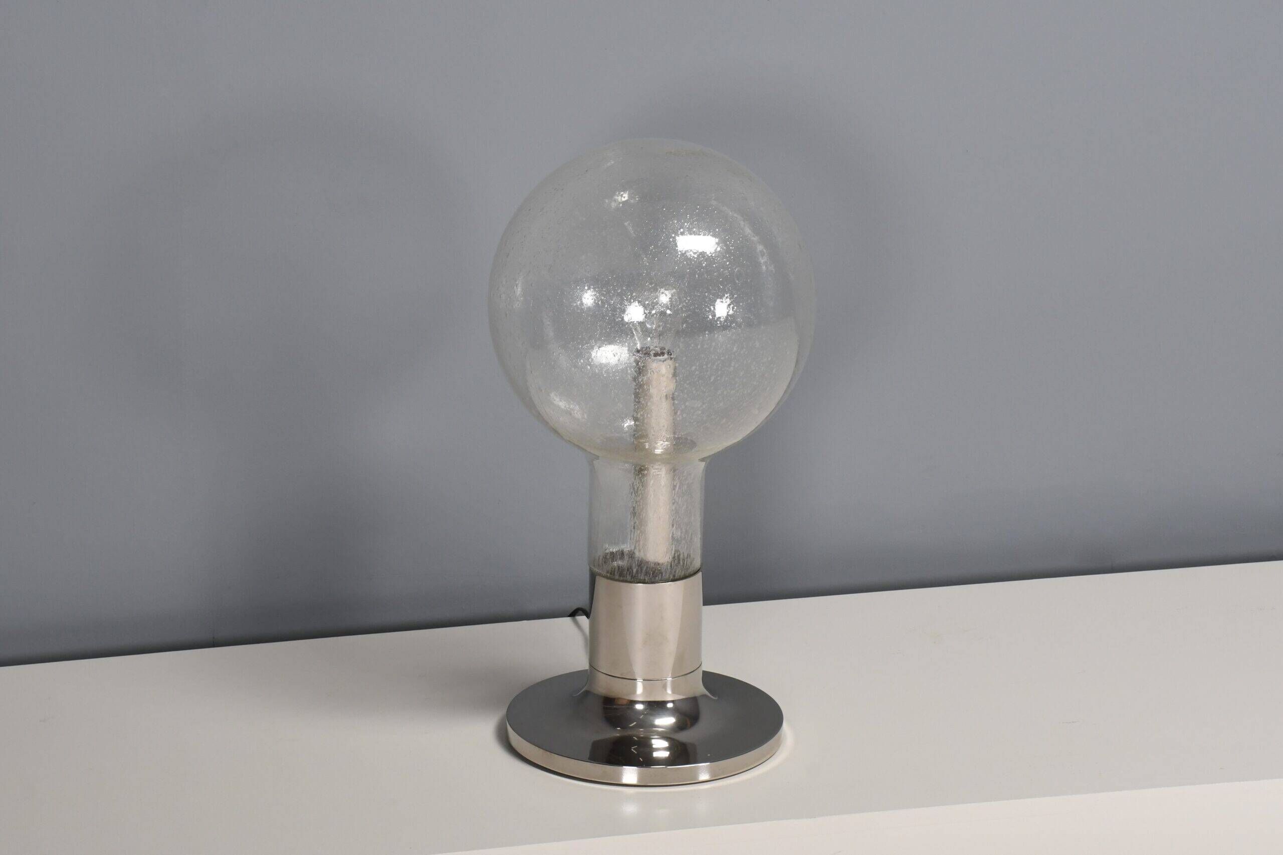 Large chrome and glass table lamp Temde, Switzerland, 1960s