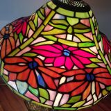 Tiffany lamp, bronze foot, sanded glass paste lampshade