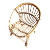Child's shell chair in rattan / vintage 60s-70s